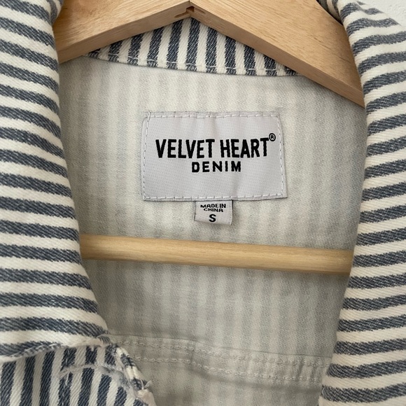 Velvet Heart Striped Jean Jacket - Picture 3 of 4